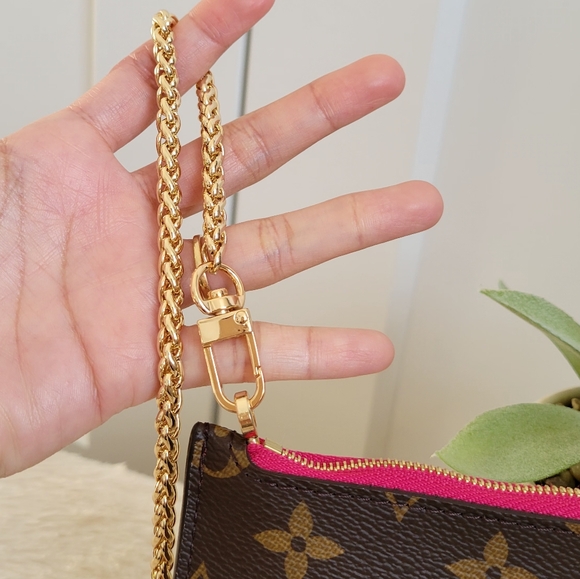 💕 LOUIS VUITTON Neverfull Monogram "PEONY" Mm/Gm Clutch/ Wristlet/Crossbody - Picture 7 of 16